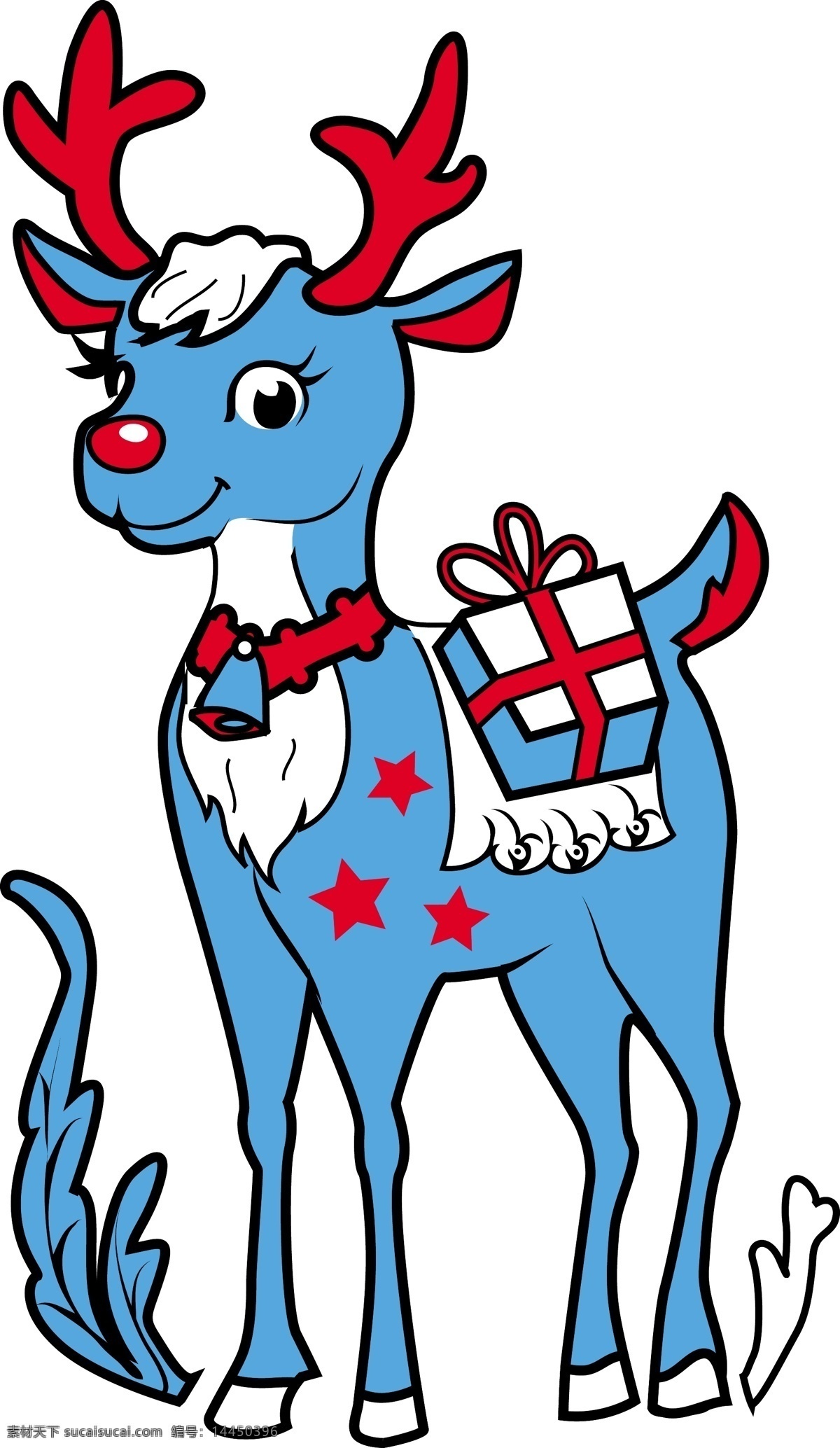 卡通 圣诞 麋鹿 矢量 动物 礼包 礼品 圣诞节 矢量图 节日素材