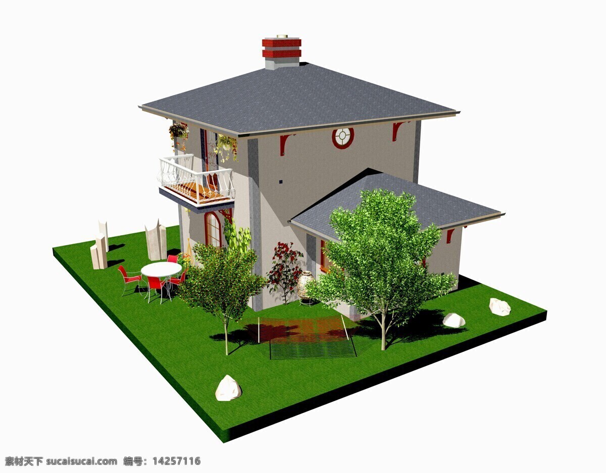 3d 树木 别墅 3d别墅 房子 房屋 建筑模型 建筑设计 效果图 环境家居