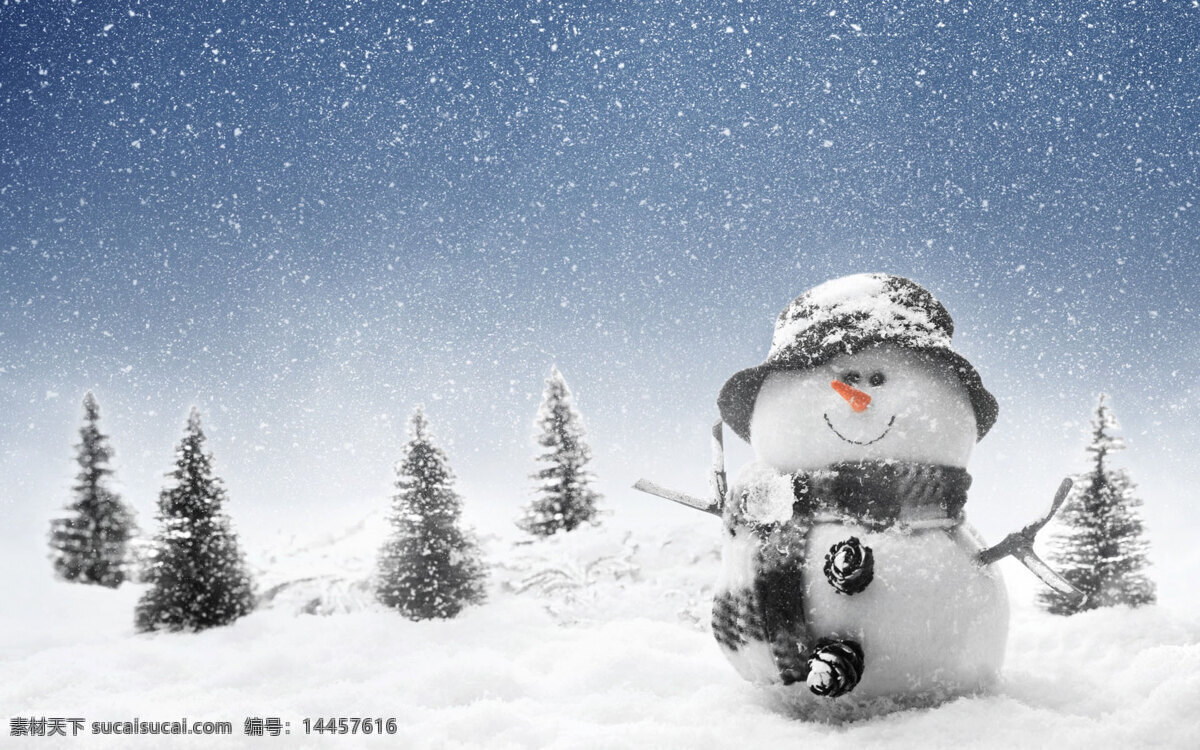 下雪 雪人 冬天 风景 自然 自然景观 自然风景