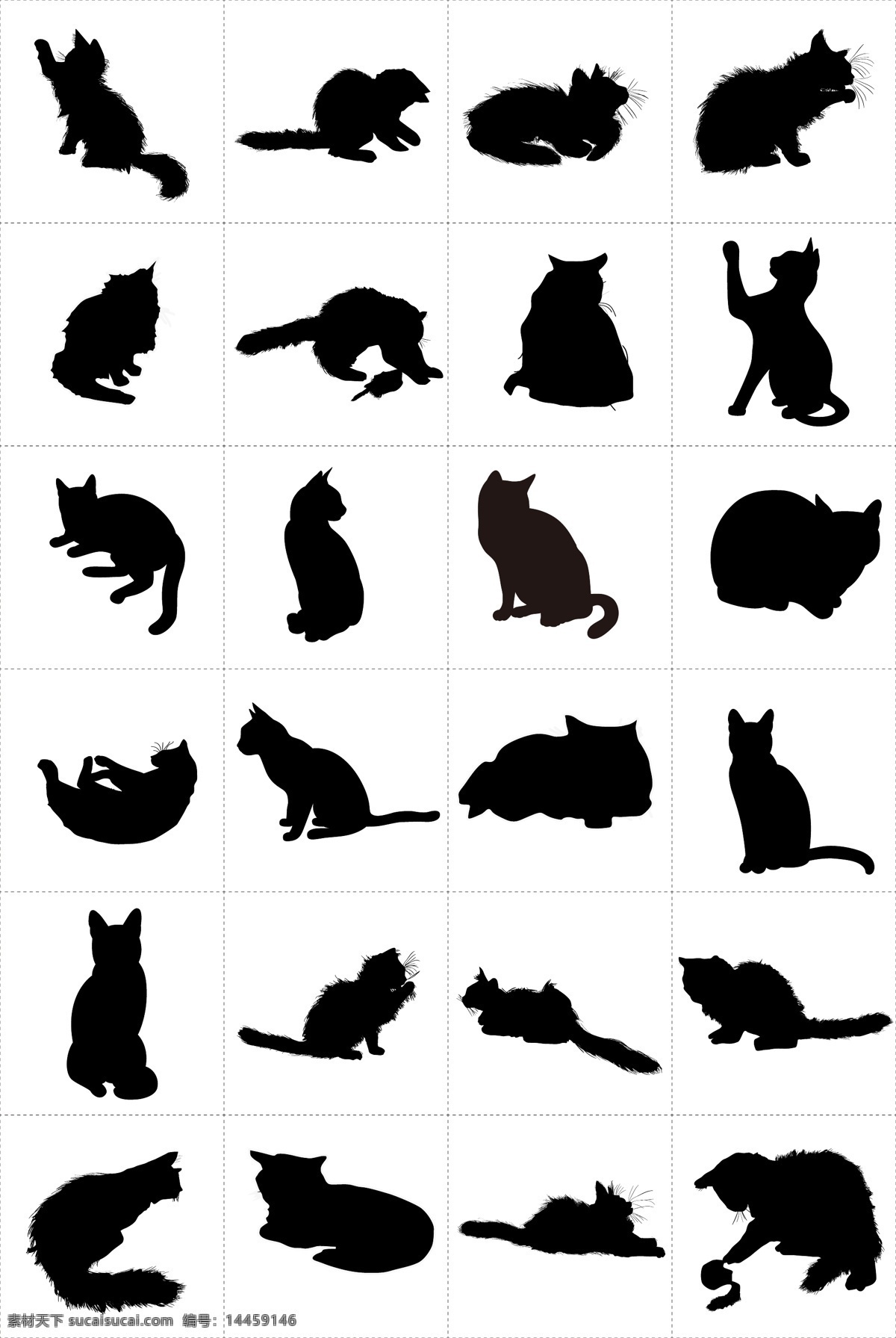 矢量 黑色 动物 卡通 猫 剪影 矢量动物 黑色毛 剪影猫 动物猫 卡通猫 猫坐下 站立猫 手绘猫 黑色猫 生物世界 家禽家畜