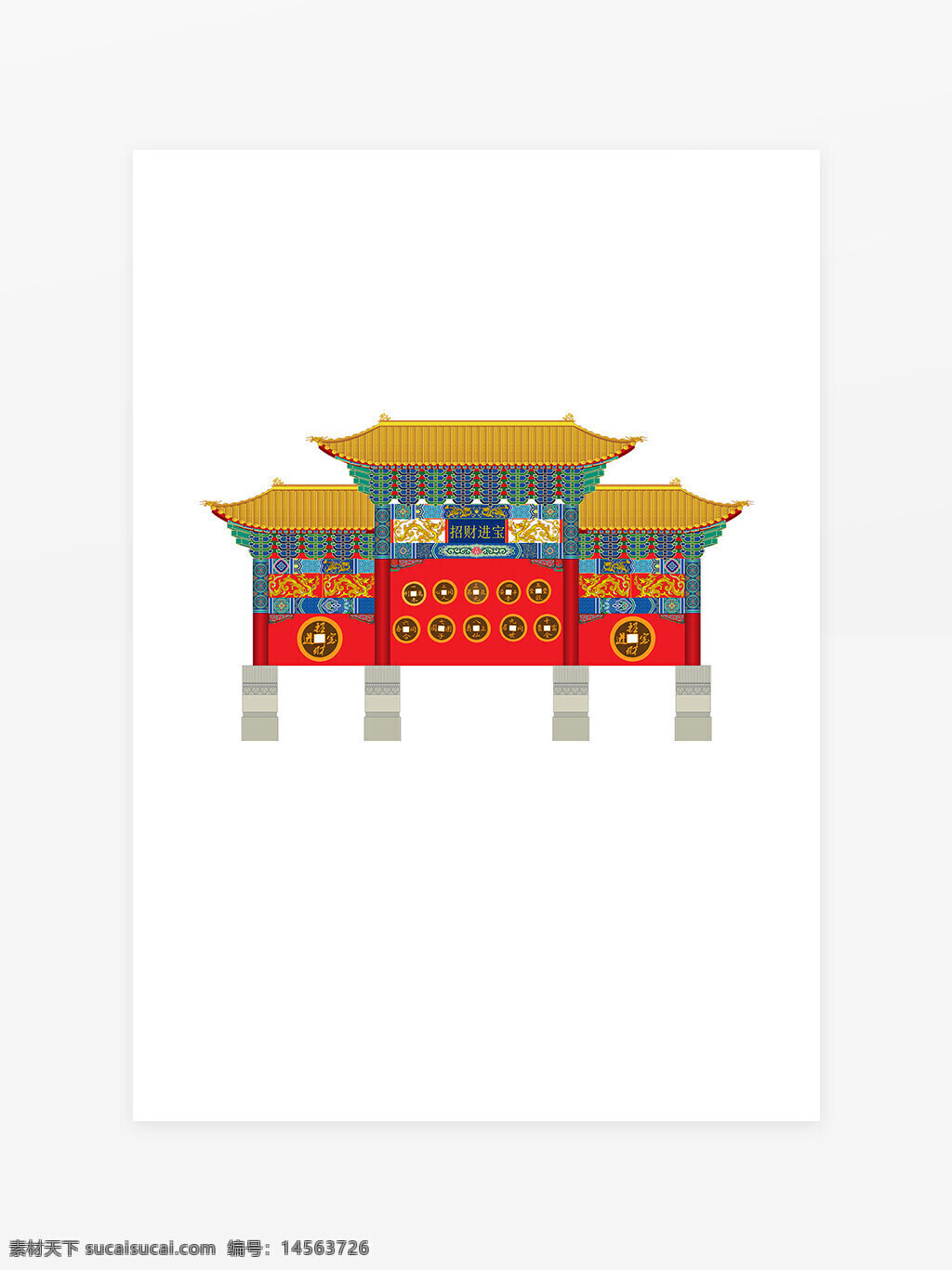 中式 建筑 牌楼 牌匾 门头 彩绘