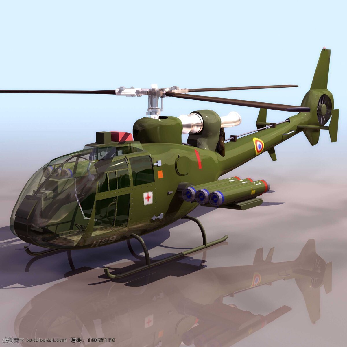 helicopter gazelle sa 341 df 军事模型 直升机 小羚羊 空军武器库 3d模型素材 其他3d模型