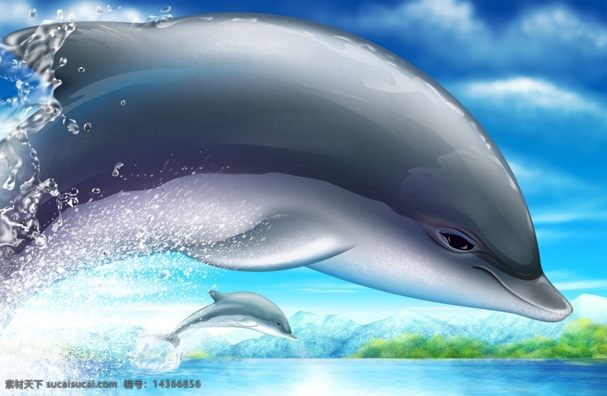 海底 世界 海豚 分层 水花 海水 海洋馆 格式 psd源文件
