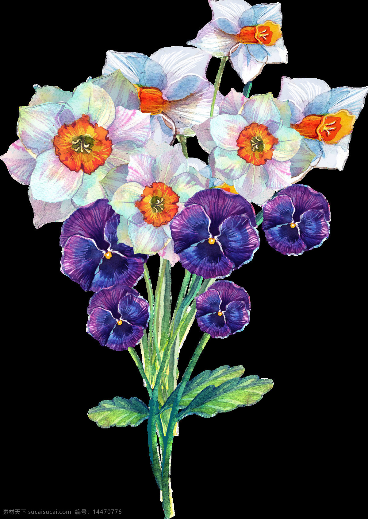 白 紫花 束 透明 装饰 白色 花朵 免扣素材 透明素材 装饰图案