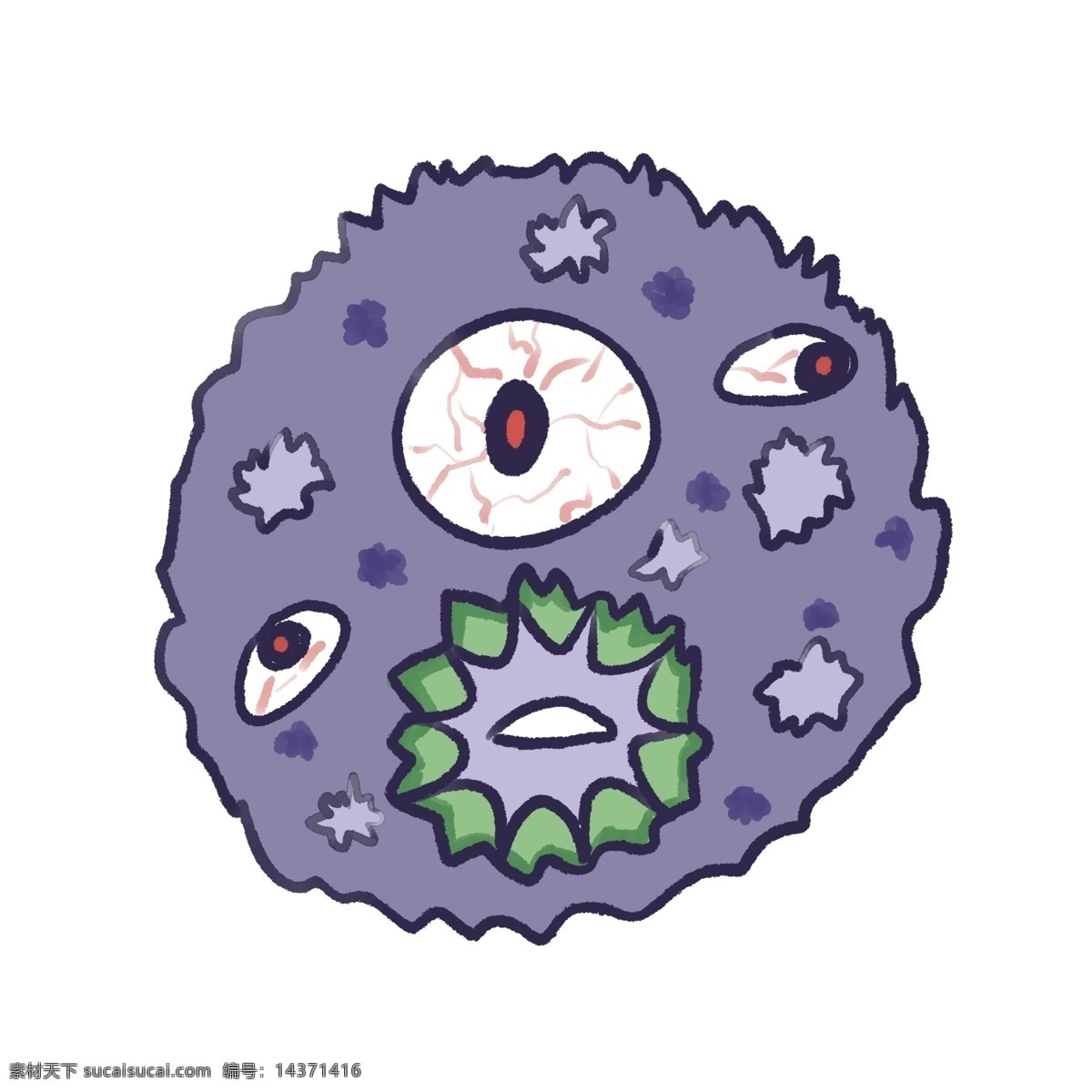 紫色 球状 拟人 细菌 紫色的细菌 卡通细菌插画 生物细菌 球状细菌插画 拟人细菌 生物球菌插画