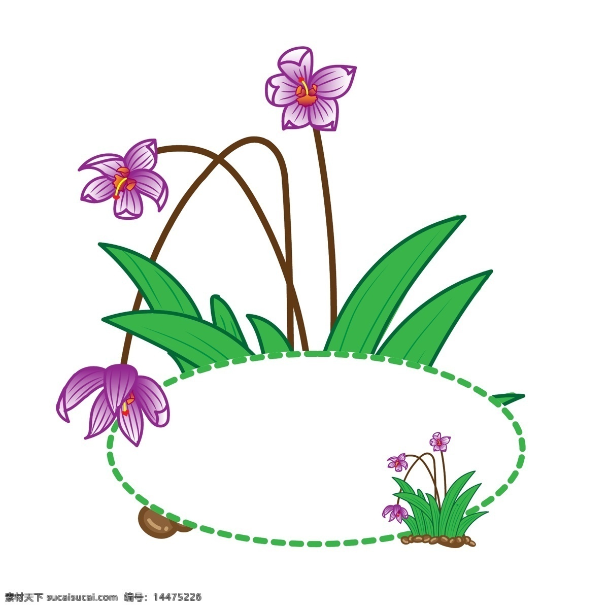 矢量 兰花 植物 边框 商用 插画 元素 手绘风 渐变色 便签 花朵边框 鲜花冰箱贴