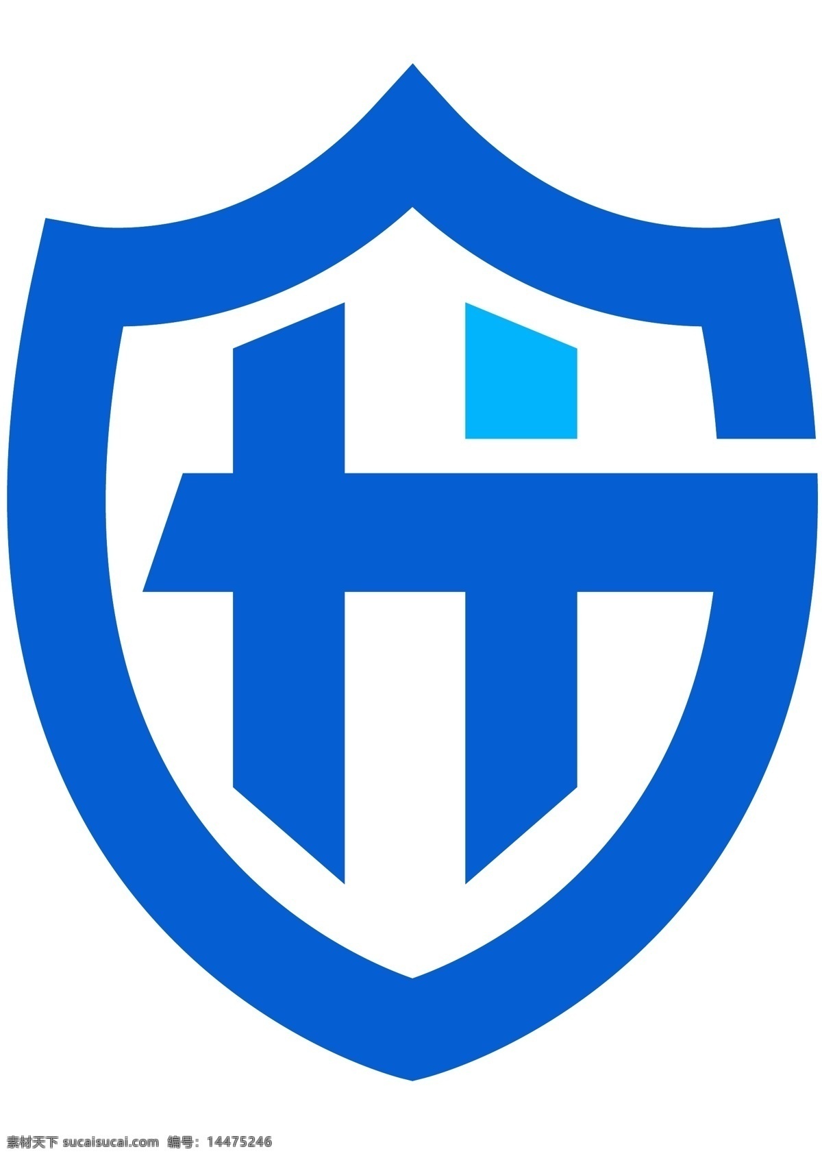 盾牌 字母 h 蓝色 logo设计 图形字母组合