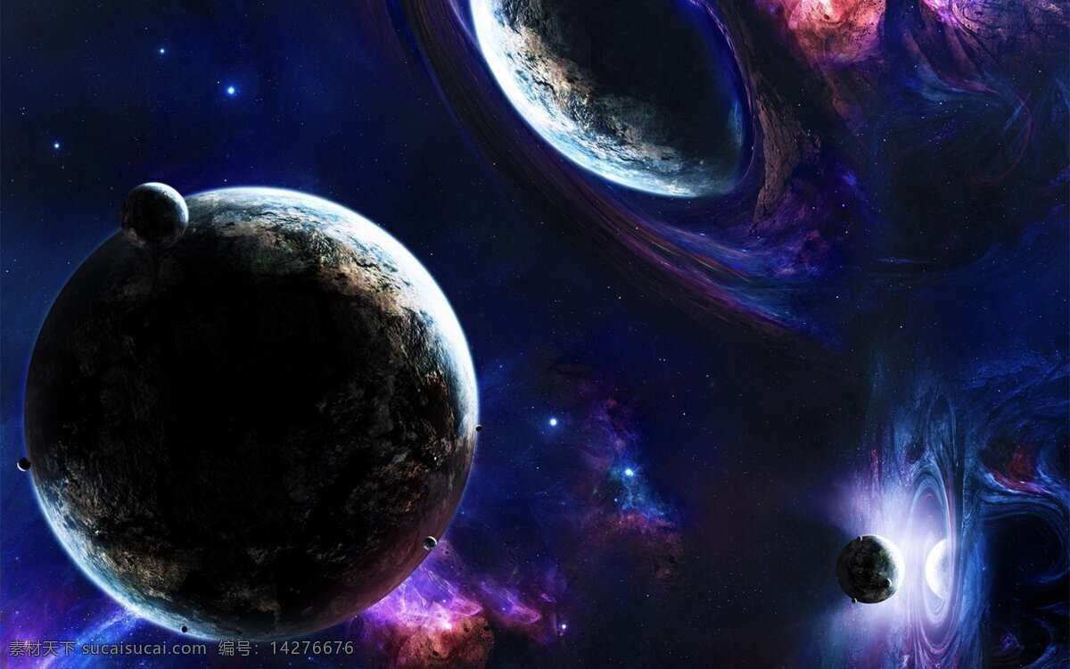 三 星球 相碰 宇宙 紫色 现代科技