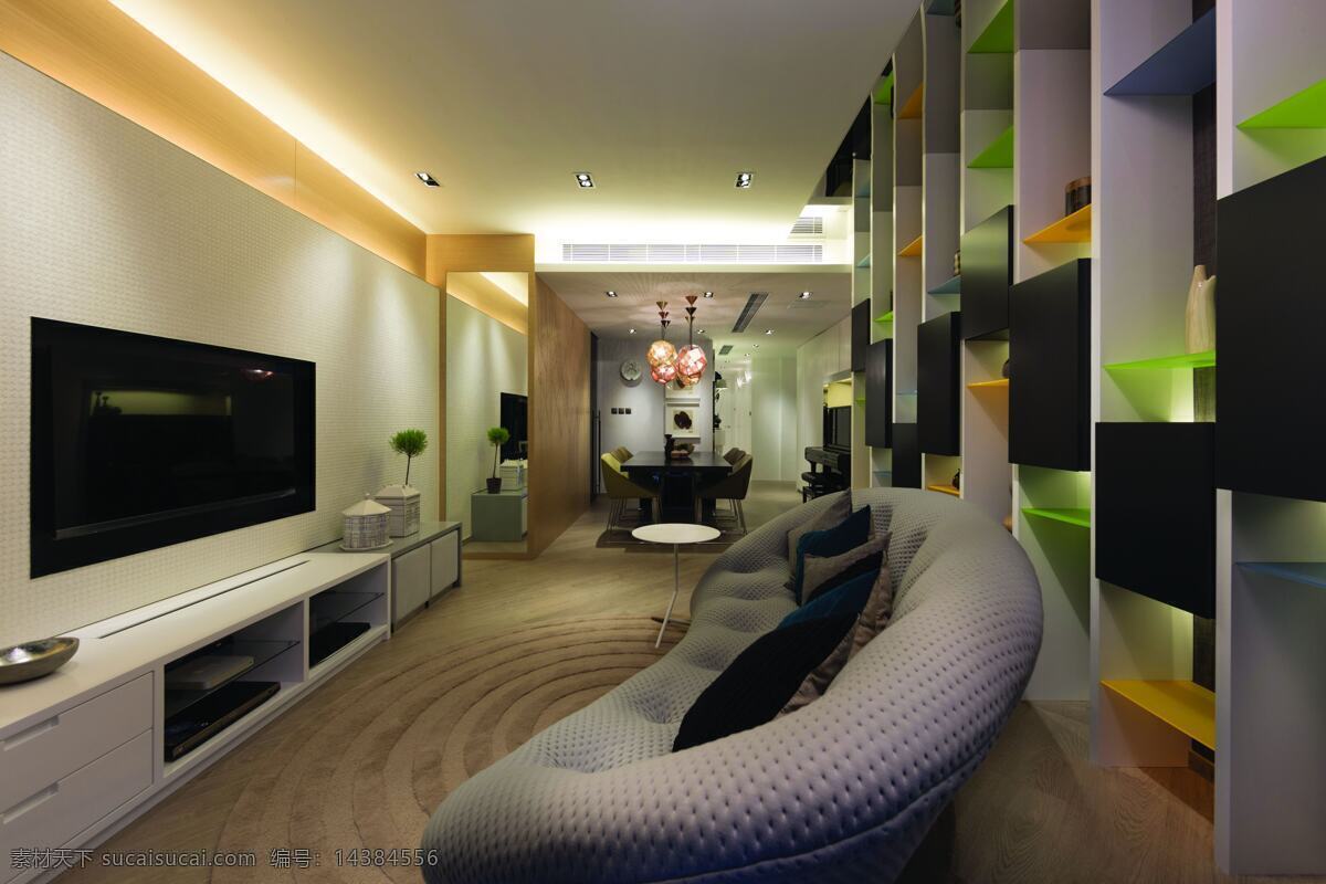 现代 时尚 浅紫色 沙发 室内装修 效果图 客厅装修 木地板 白色背景墙 白色电视柜