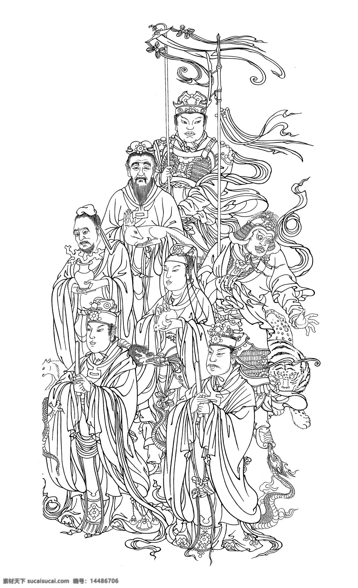 白描 传统 佛教 工笔 古典 古装 国画 绘画书法 宝林寺 佛像 设计素材 模板下载 宝林寺佛像 宗教 神仙 仙人 侍者 神兽 旗幡 头饰 头冠 玉佩 珠宝 飘带 长袍 线描 装饰 民族风 中国元素 白描大图 文化艺术