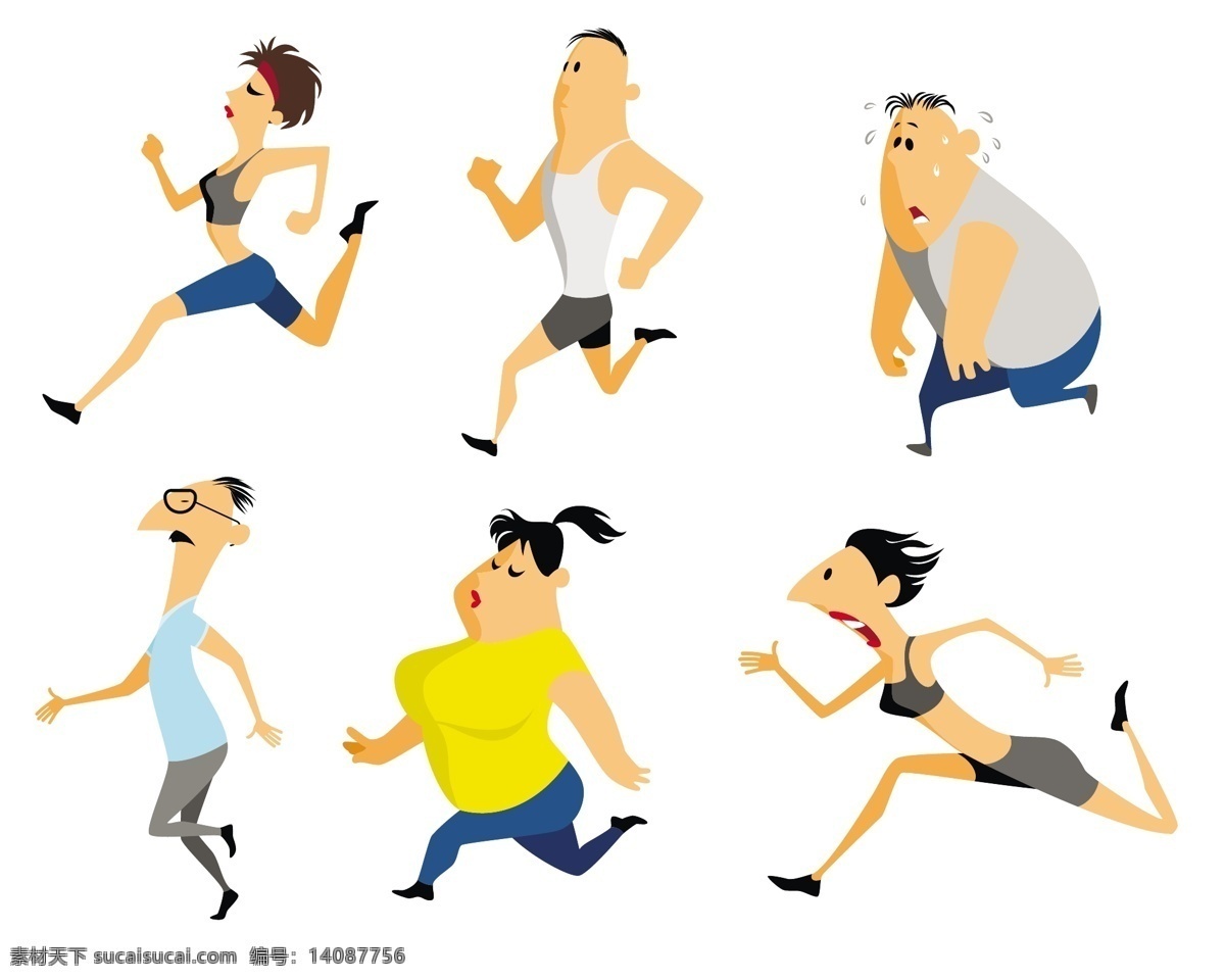 跑步 健身 人群 跑步健身 卡通插画 卡通漫画 卡通人物 日常生活 矢量人物 矢量素材
