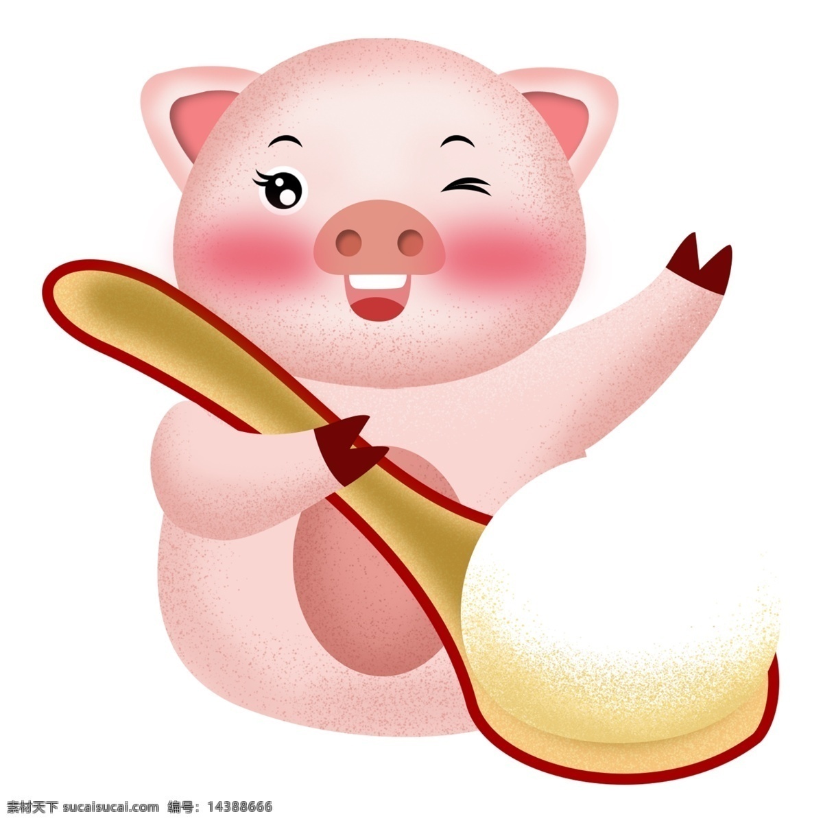 可爱 小 猪 吃 元宵 元素 元宵节 小猪 过年 猪年 卡通 新年 手绘 png元素