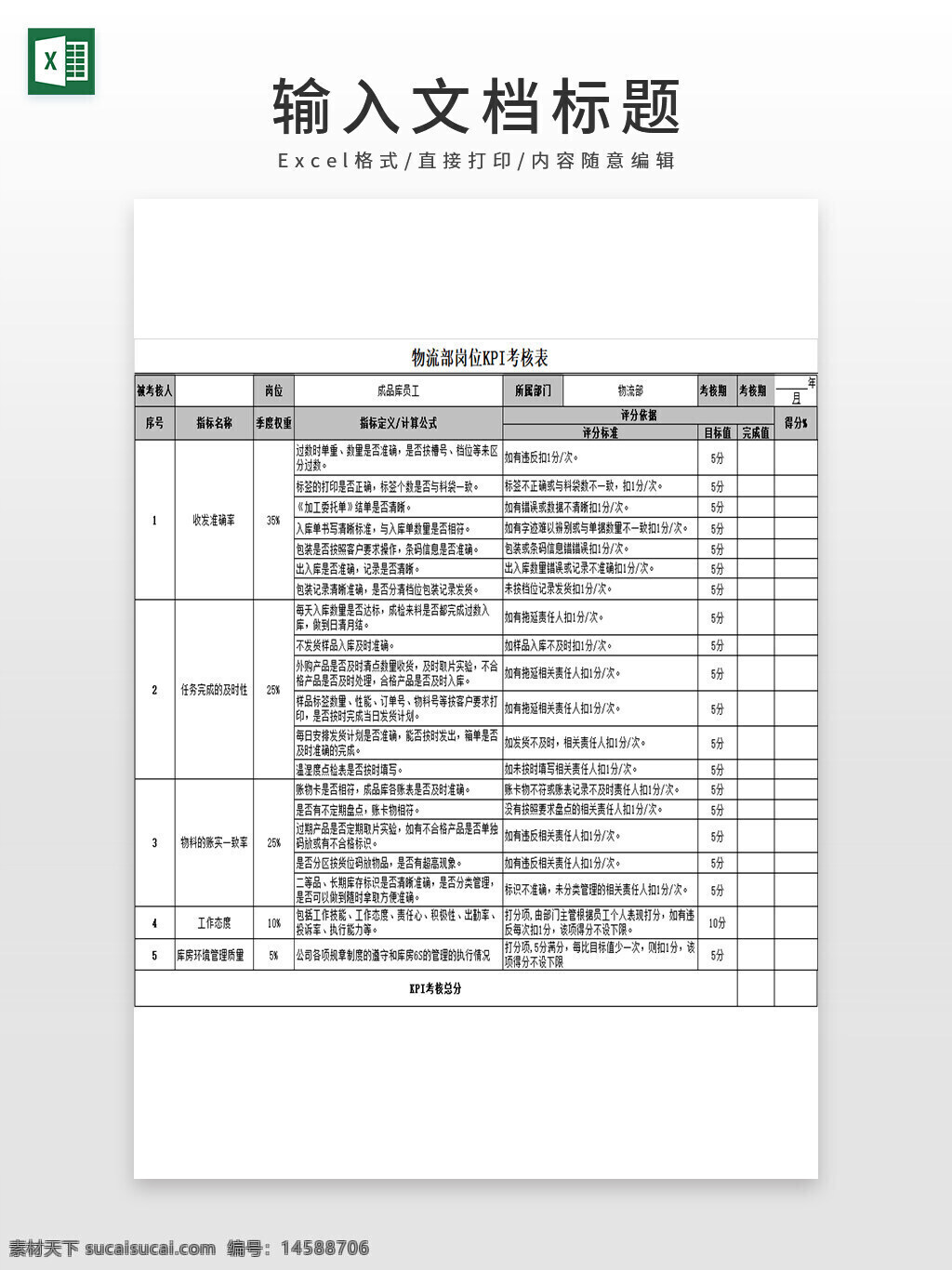 绩效考核 绩效考核表 绩效考核模板 kpi考核 kpi考核表 kpi考核模板 物流部kpi考核 物流部kpi考核表 物流部kpi考核模板 岗位kpi考核 岗位kpi考核表 岗位kpi考核模板