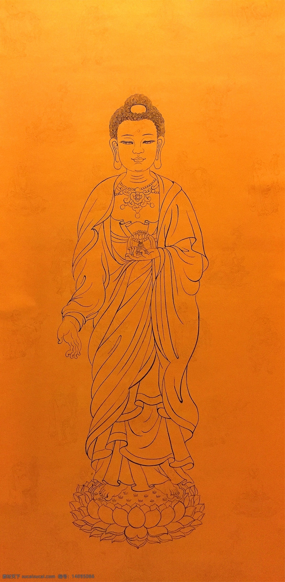 阿弥陀佛 佛像 佛教 白描 线描 文化艺术 宗教信仰