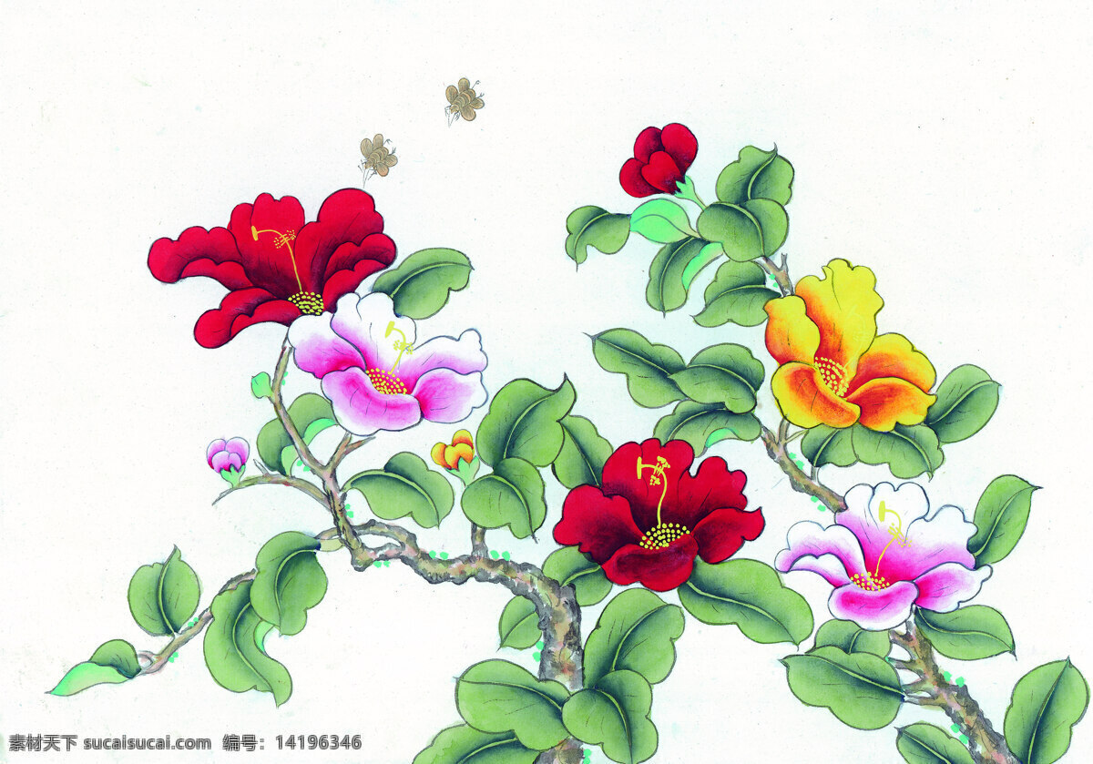 墙画免费下载 工笔画 古画 花卉 花鸟 绘画 景物 美术 泼墨 中国画 装饰素材 室内装饰用图