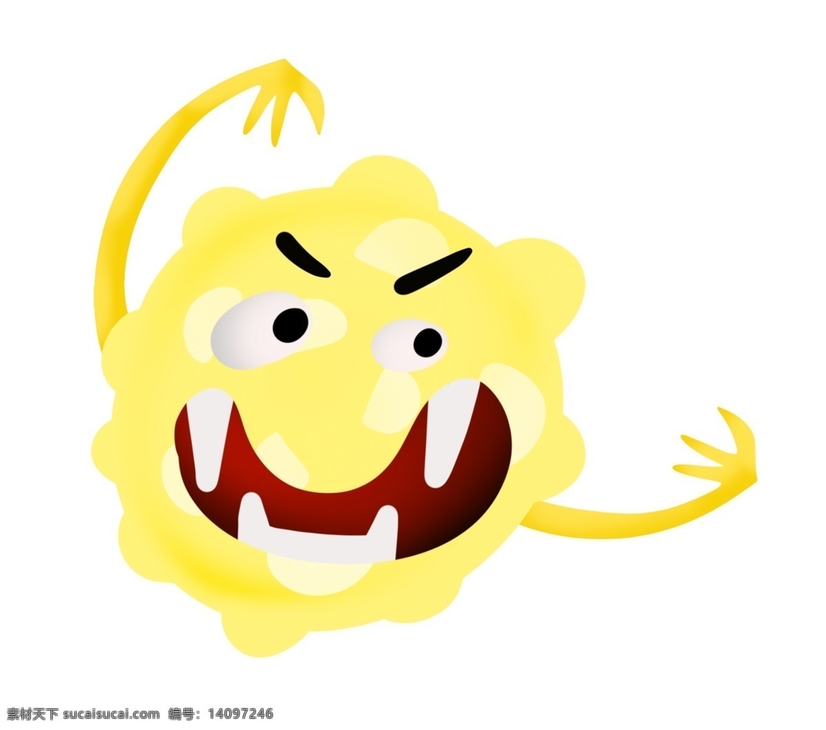 张牙舞爪 黄色 细菌 黄色细菌 传染细菌 传染病度 卡通细菌 插画 卡通黄色病毒 病毒插画 插图
