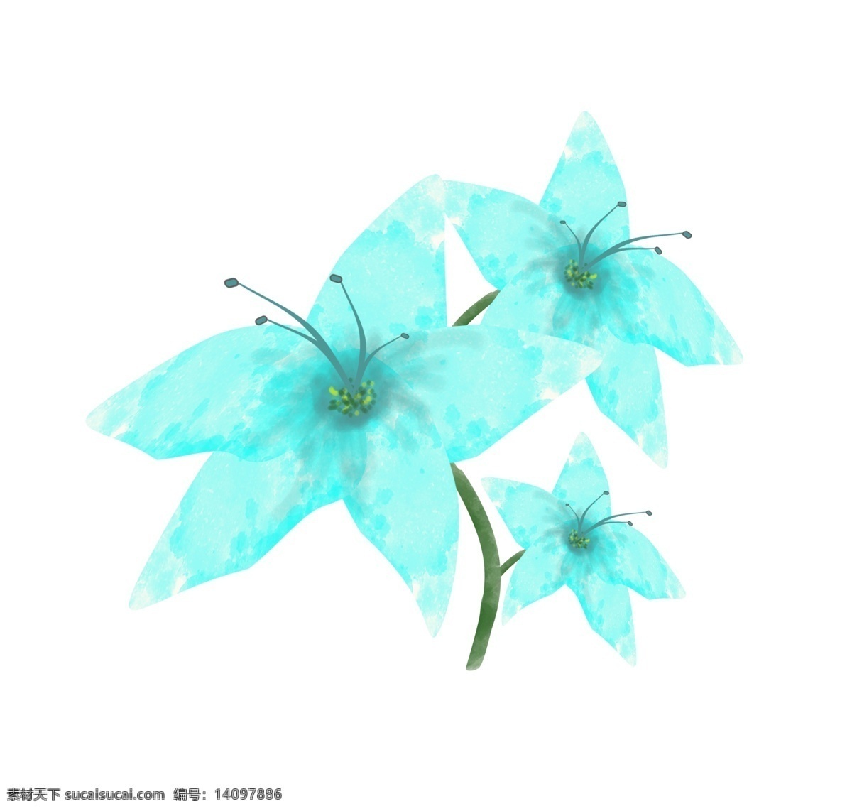蓝色 花朵 装饰 插画 蓝色的花朵 春季花朵 漂亮的花朵 创意花朵 立体花朵 卡通花朵 花朵插画