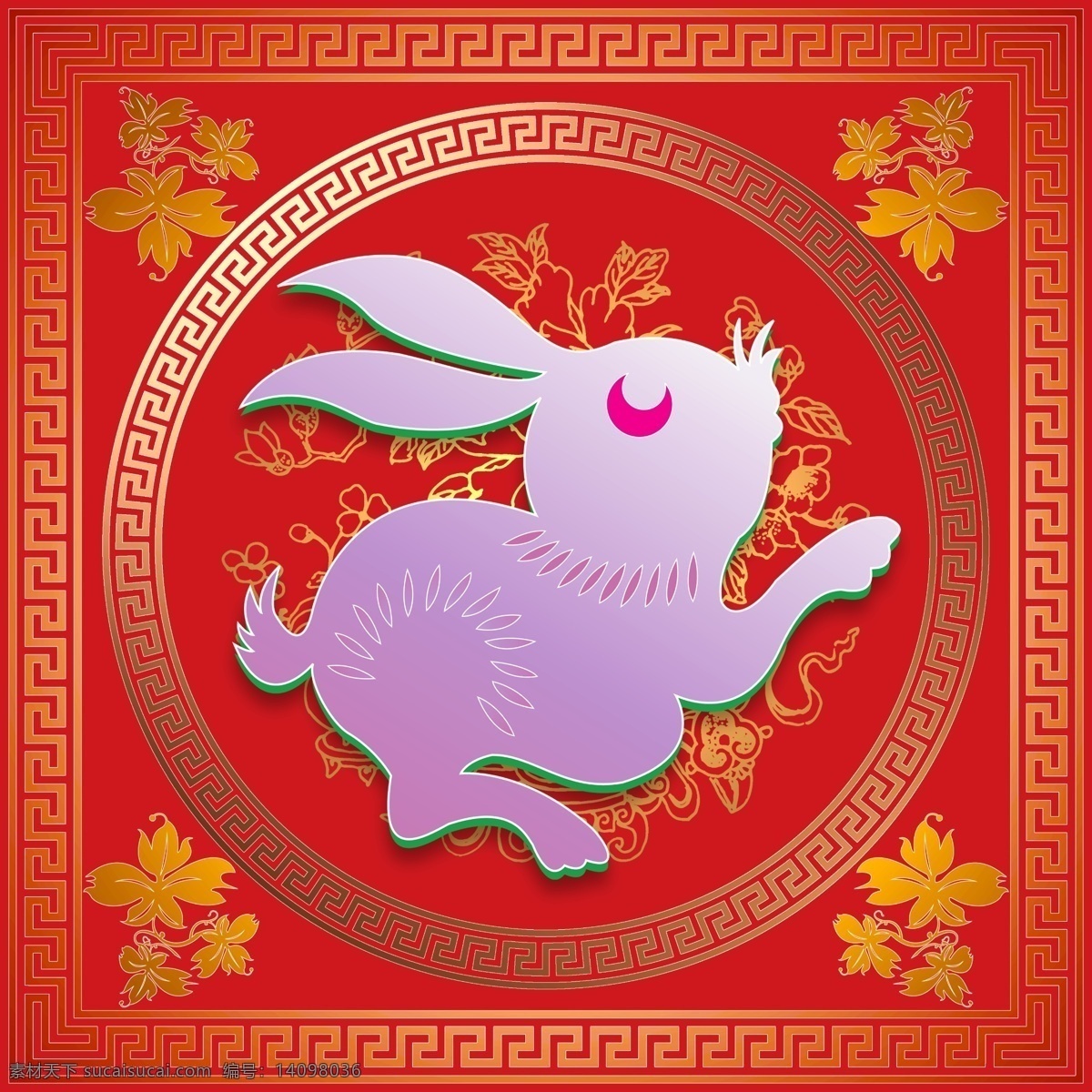 生肖兔 春节生肖 红色素材 分层素材 春节 节日 分层 背景素材